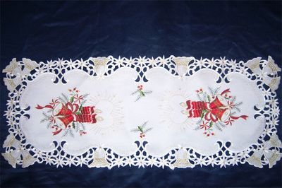 出口貢緞電腦繡花雕孔臺(tái)布 圣誕節(jié)花稿精品，特價(jià)清倉(cāng)，批發(fā)首選